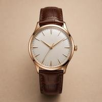 Reloj análogo con correa de cuero